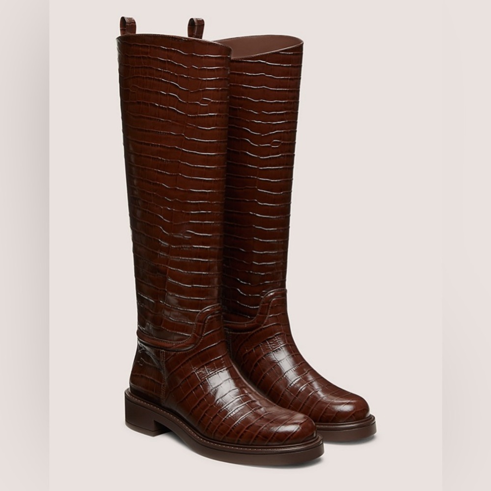 Stuart Weitzman crocodile-embossed leather boots (knee high)